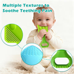 LittleLamb textured silicone teether offers varied surfaces for gum relief.