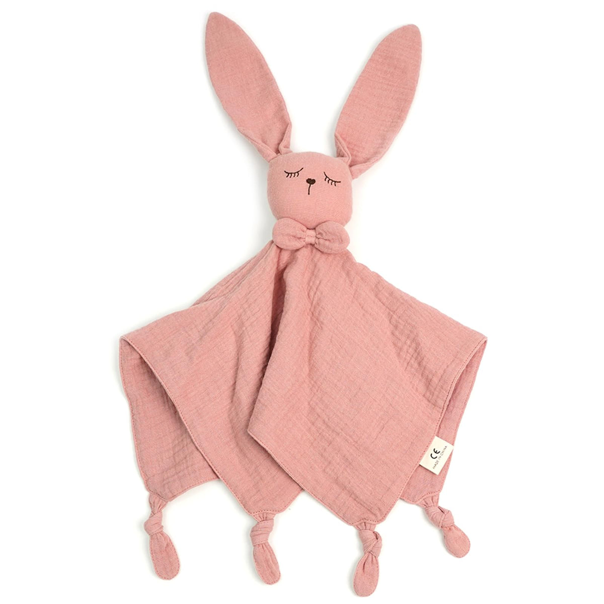 Little Rawr Bunny Lovey close-up highlights organic cotton texture for gentle hugs.