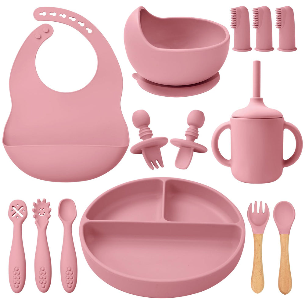 Little Rawr deep red silicone plate with strong suction for mess-free mealtimes.