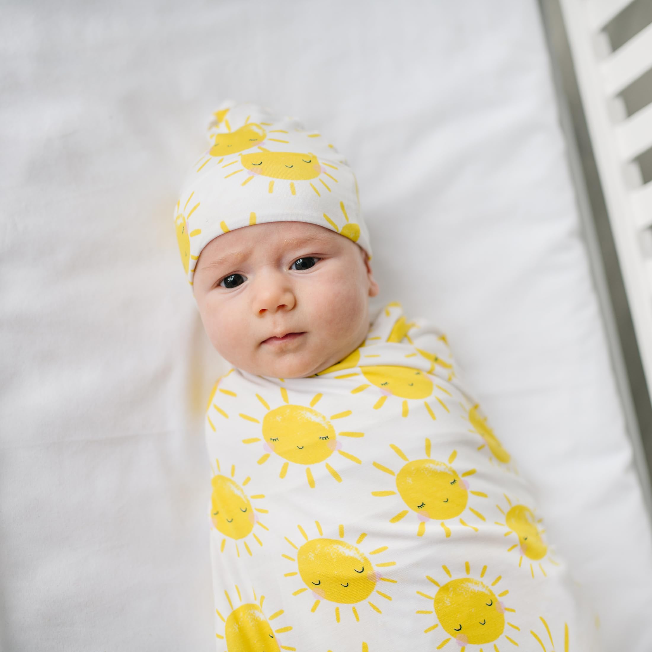 Sunshine prints paired with other Little Sleepies coordinating styles