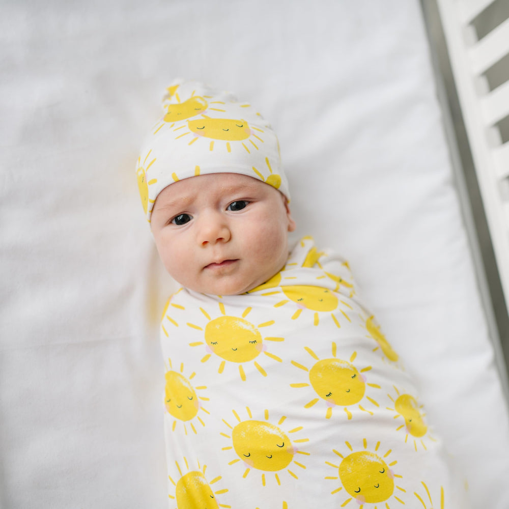 Sunshine prints paired with other Little Sleepies coordinating styles