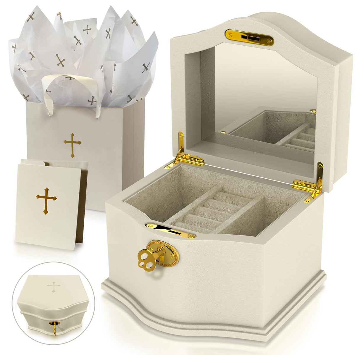 Littlest Saint Sophia Box cover with polished finishes for a luxurious baptism keepsake.