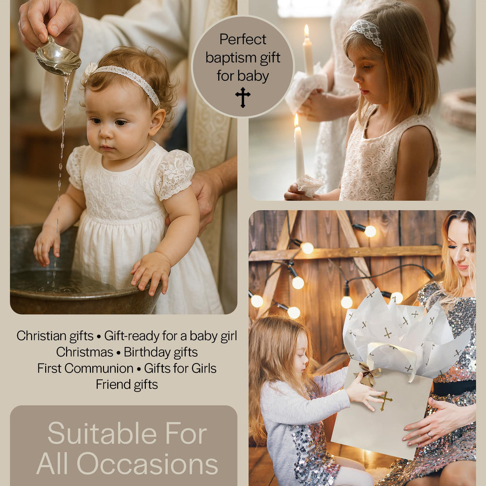 Littlest Saint Sophia Box detailed finishes add elegance to a christening gift.