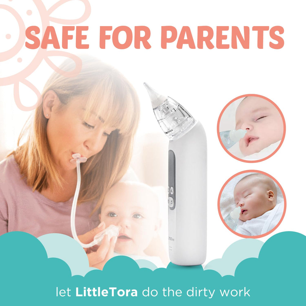 LittleTora nasal aspirator with three tip sizes for comfortable use.