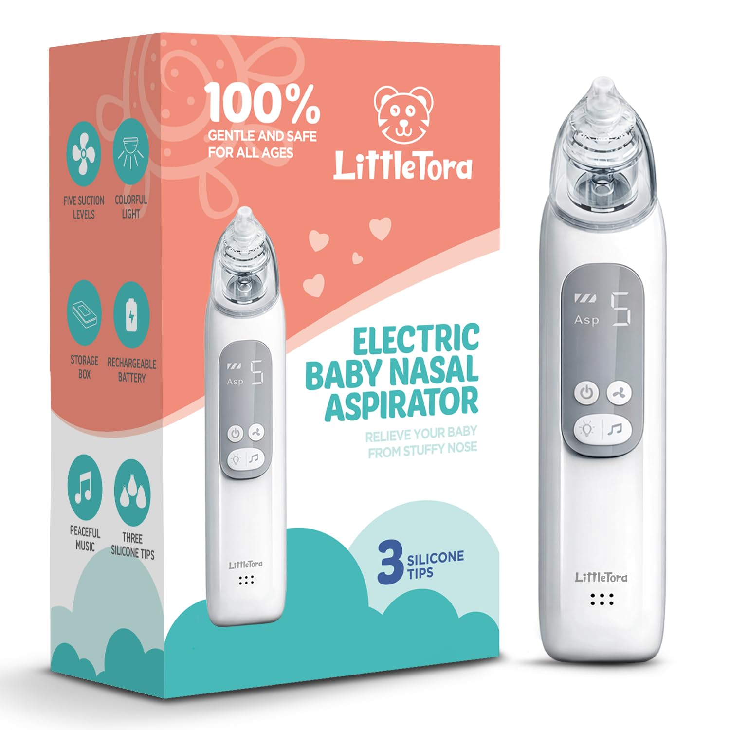 LittleTora baby nasal aspirator in compact design for gentle cleaning.