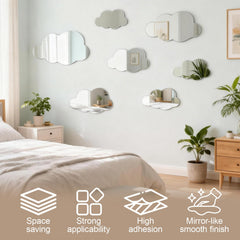 LittleVoleSherry cloud mirror decals suit bedrooms, playrooms, and study corners.