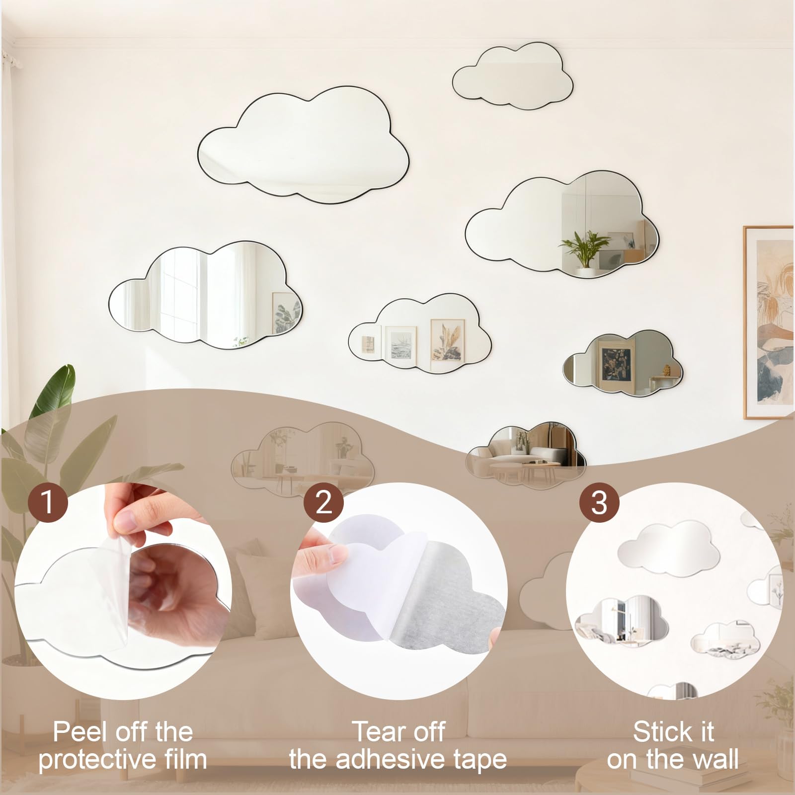 LittleVoleSherry self-adhesive cloud wall stickers are easy to apply.