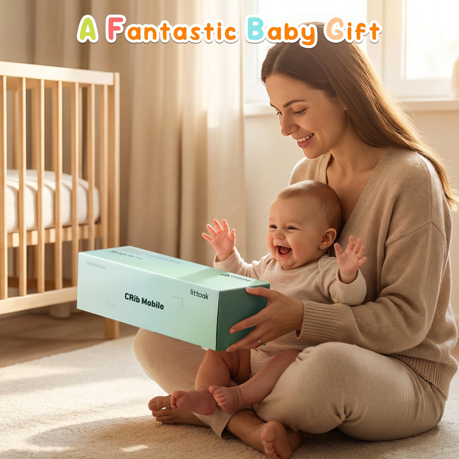 Gift-ready Littoak Fruity Delight mobile packaging for baby showers.
