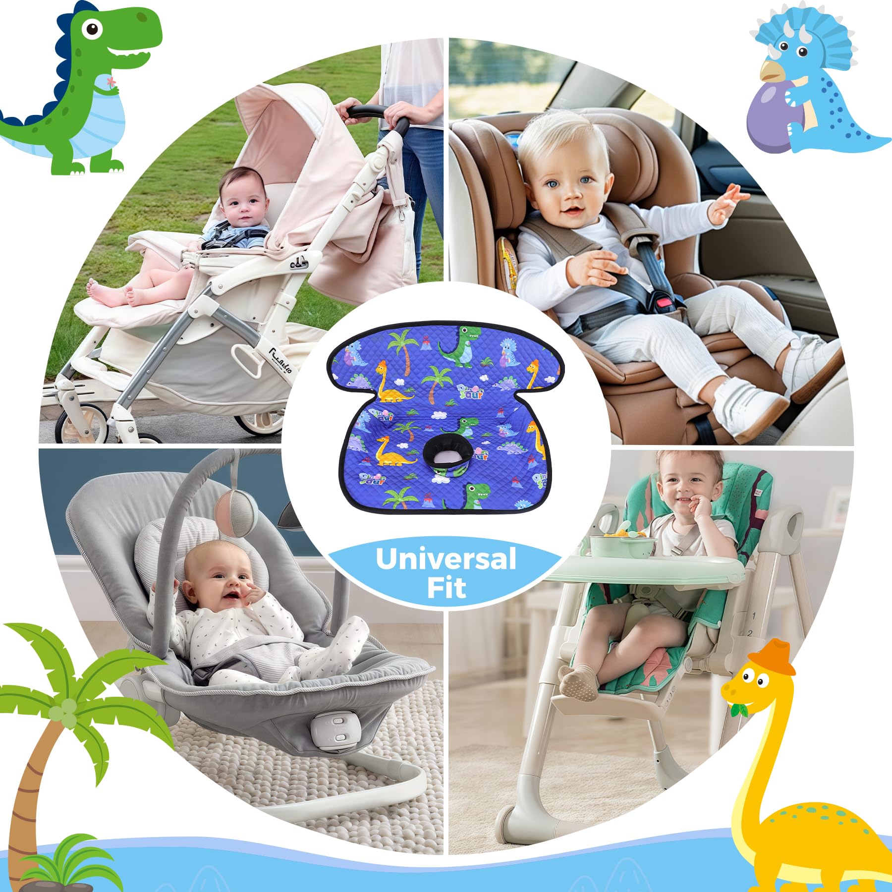 LITTOBEBE Piddle Pad Non-Slip Base stays put on car seats.