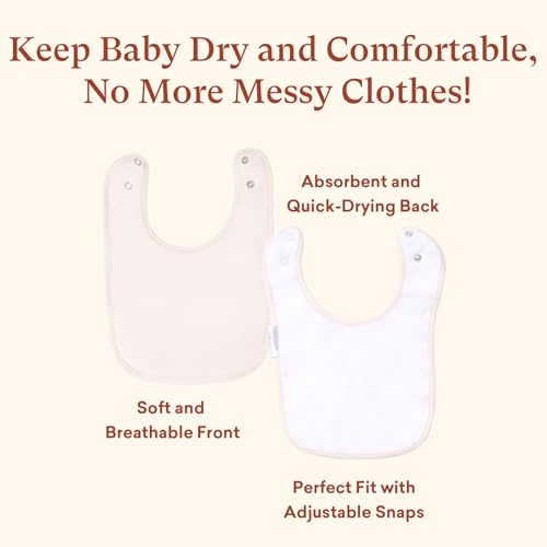 Littogoose adjustable-snaps bibs shown on baby for grow-with-baby convenience