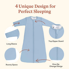 Littogoose long sleeve sleep sack allows safe, snug warmth throughout seasonal transitions.