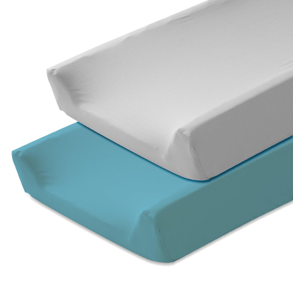 Littogoose changing pad cover 2-pack on a standard pad for easy diaper changes