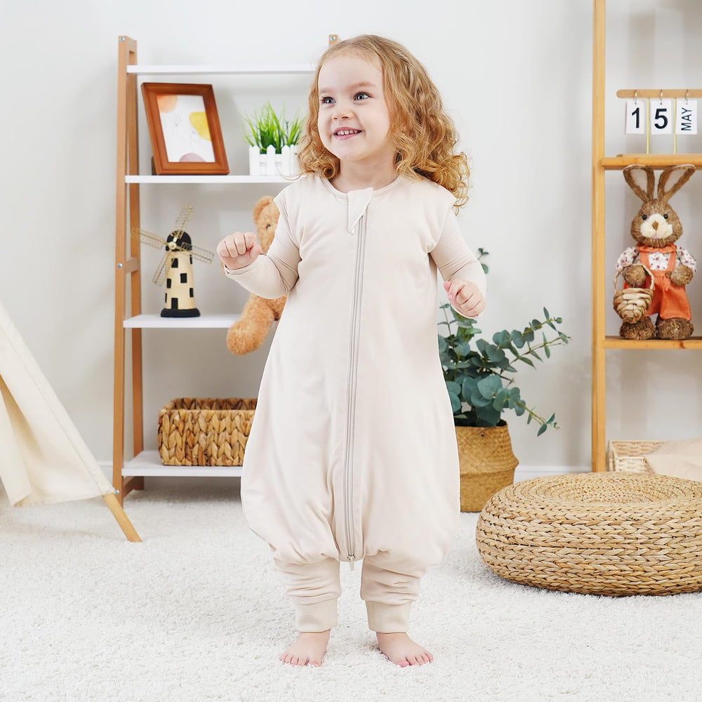 Littogoose leg openings enable kicking and early walking while staying secure