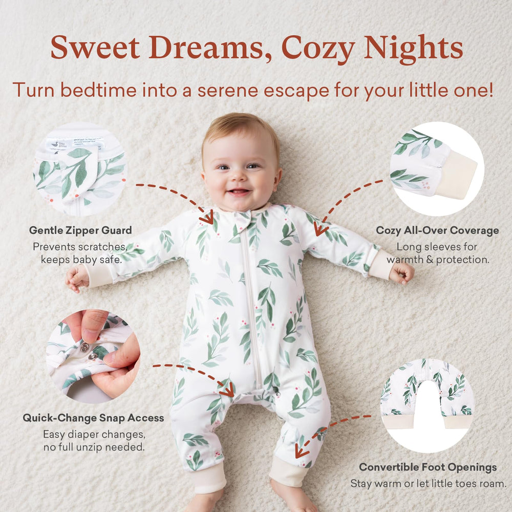 Littogoose long sleeve sleep suit side view, breathable fabric.