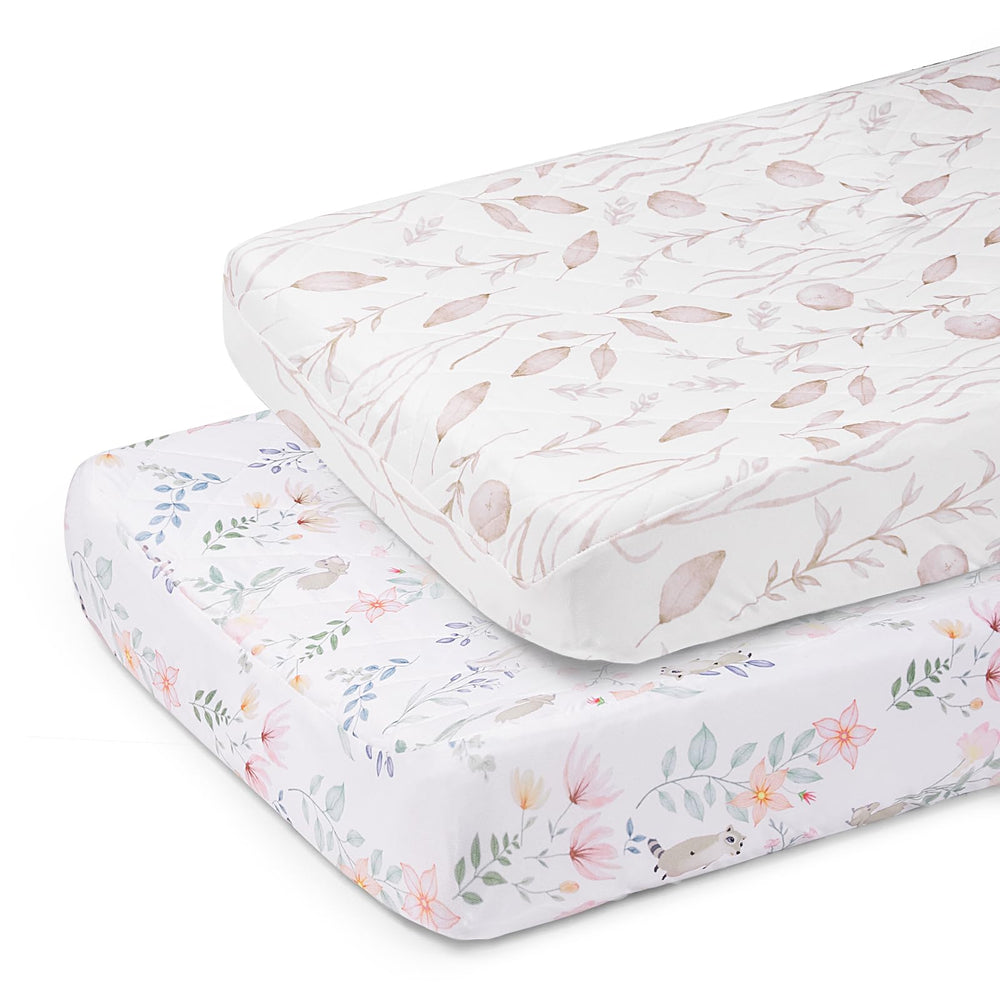 Littogoose quilted changing table cover close-up showing soft fabric for gentle diaper changes.