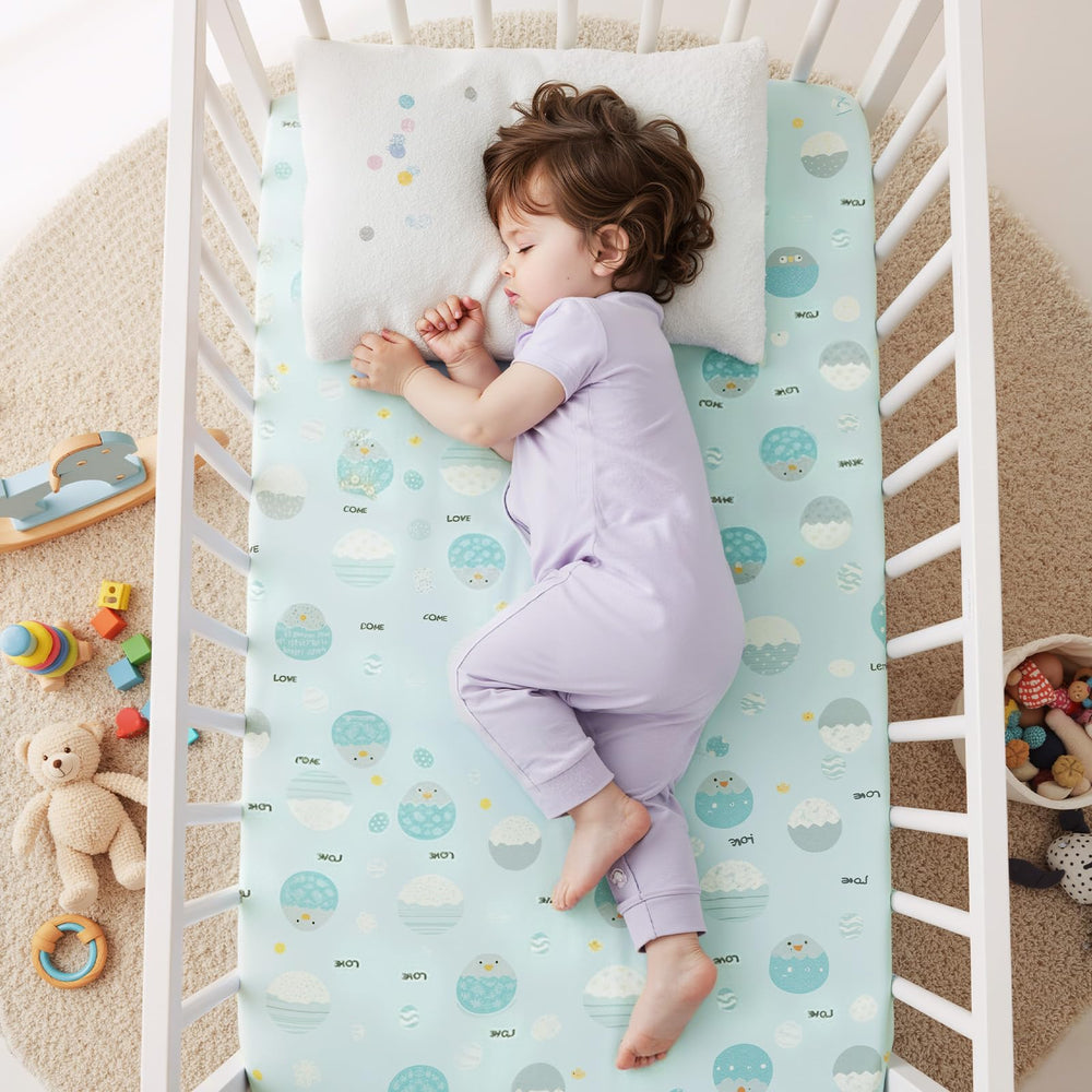 Littogoose solid-color baby sheets add a clean, modern nursery touch.
