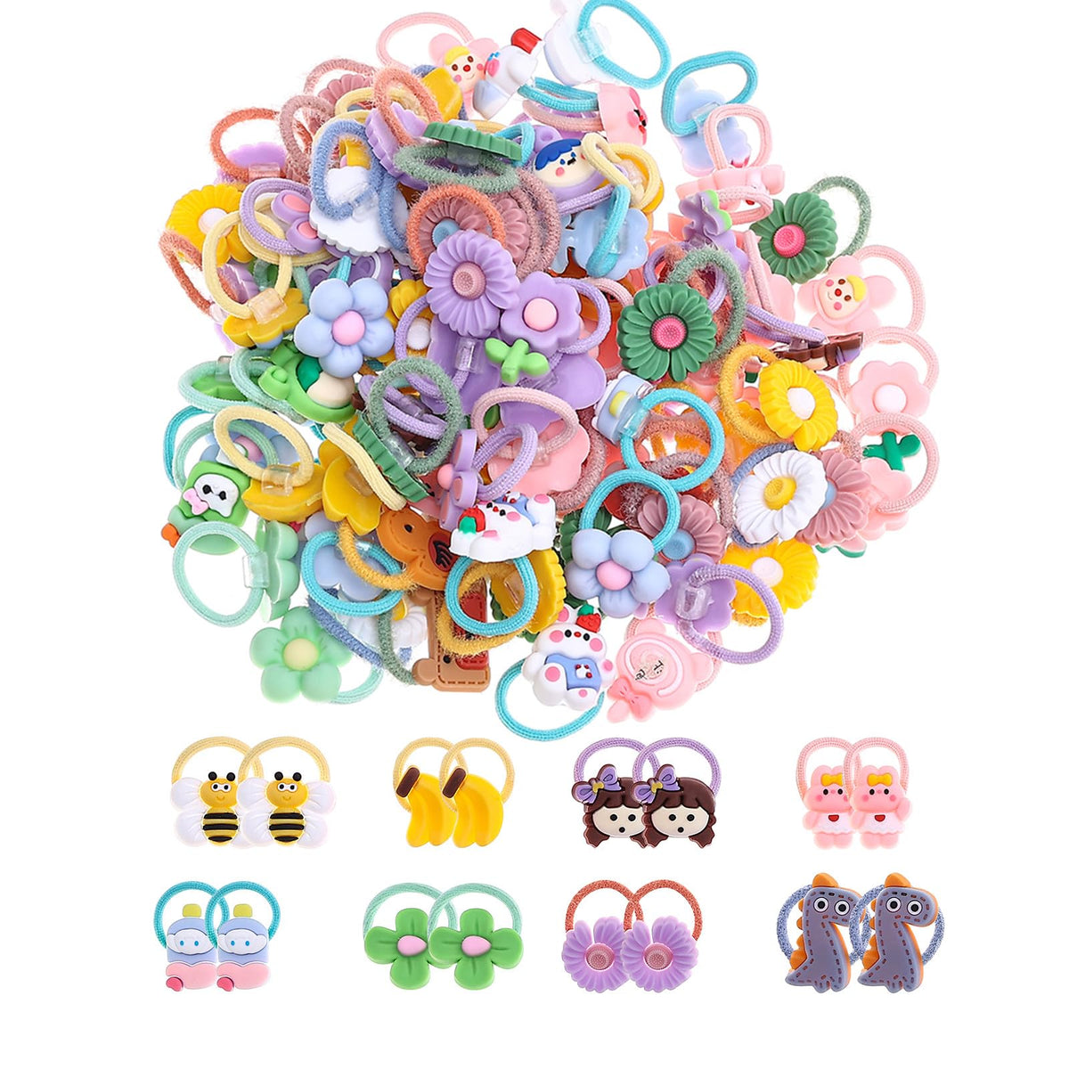 LIUCHENLIIVY 70Pcs baby elastic hair ties in mixed colors for quick, secure ponytails.