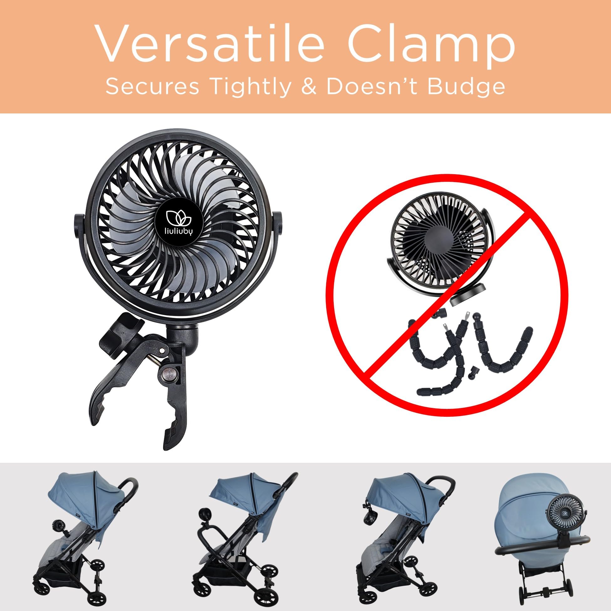 liuliuby Baby Stroller Fan in three speeds for customizable cooling