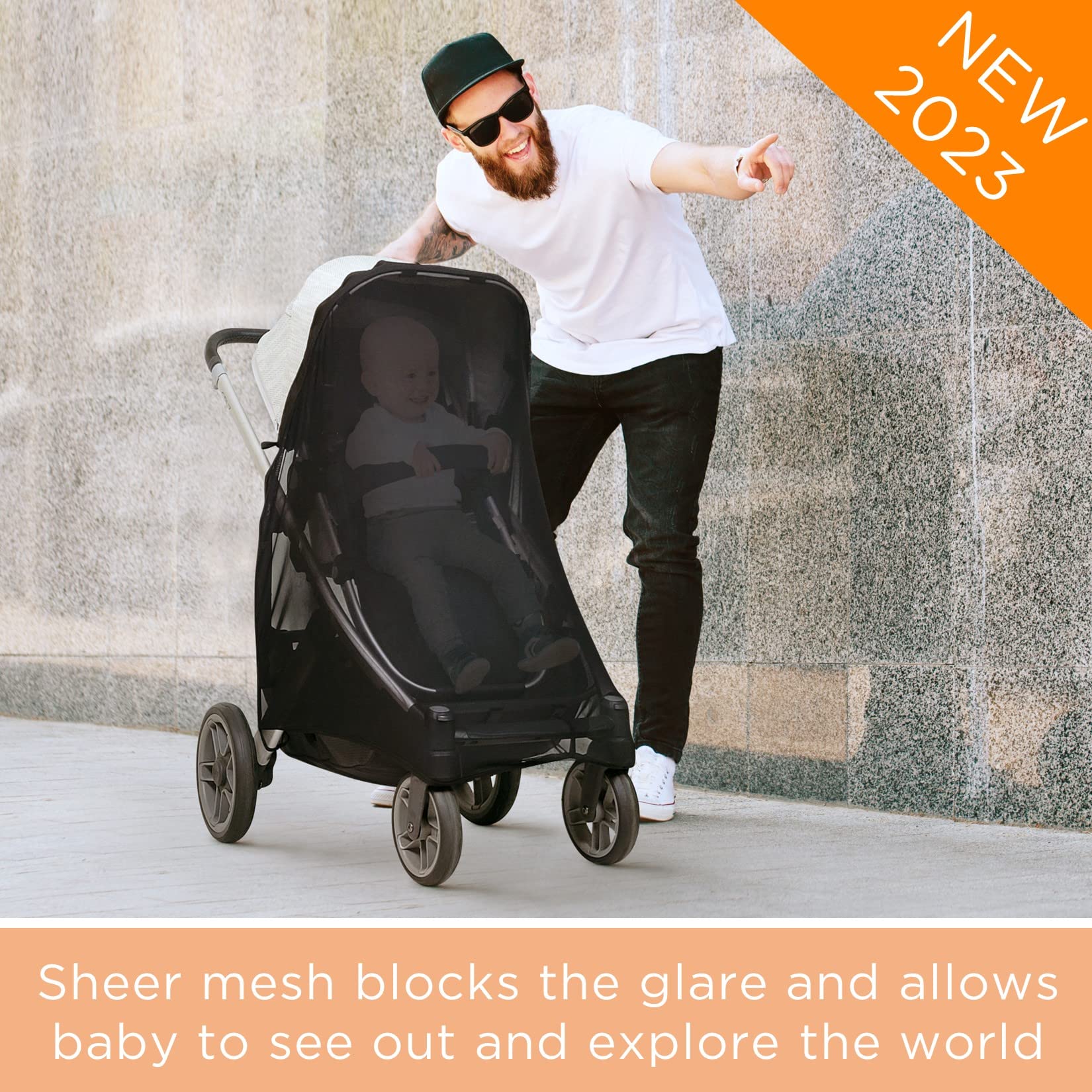 Liuliuby stroller shade demonstrates large 52 by 34 inch coverage area