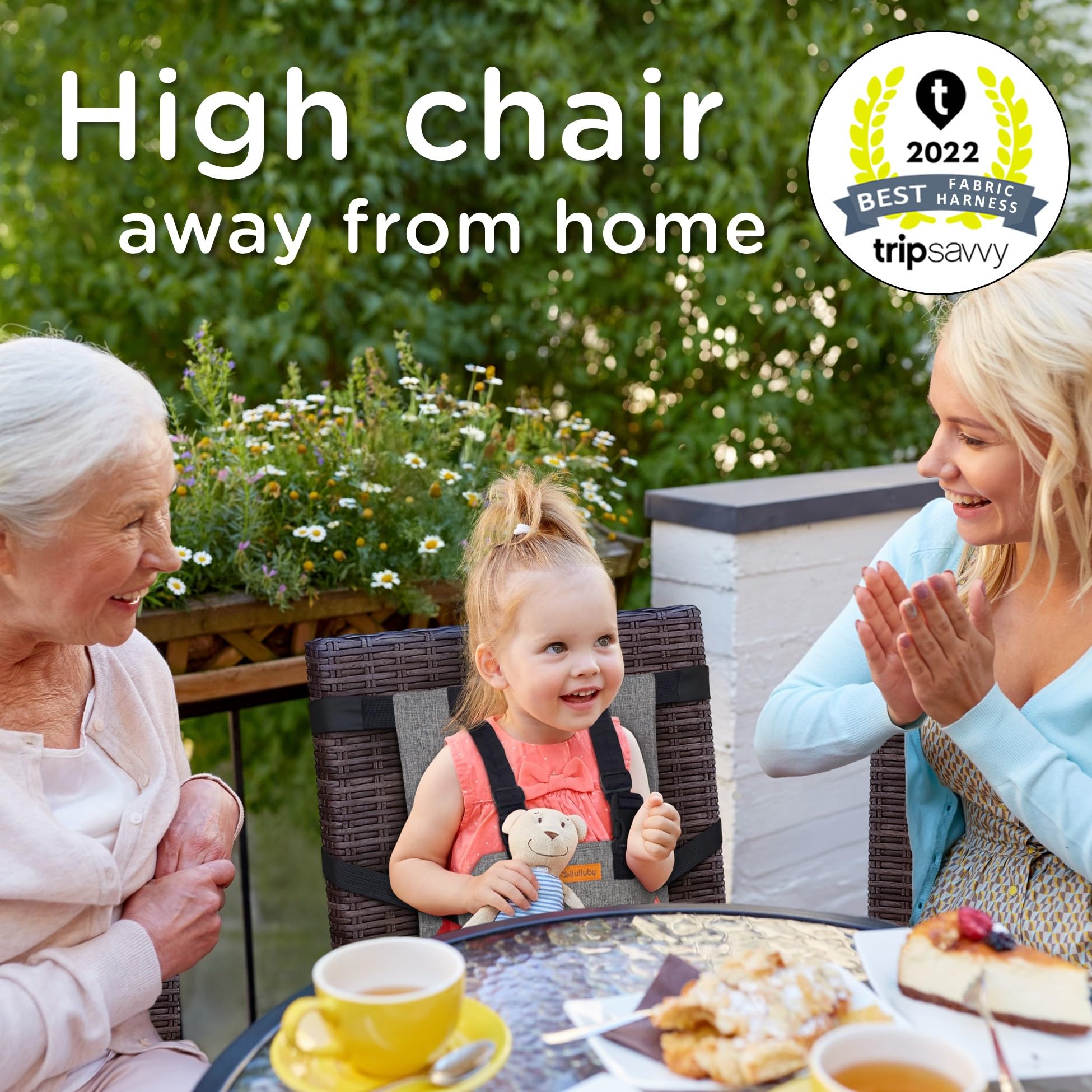 Liuliuby Compact Travel High Chair packed for easy portability in luggage.