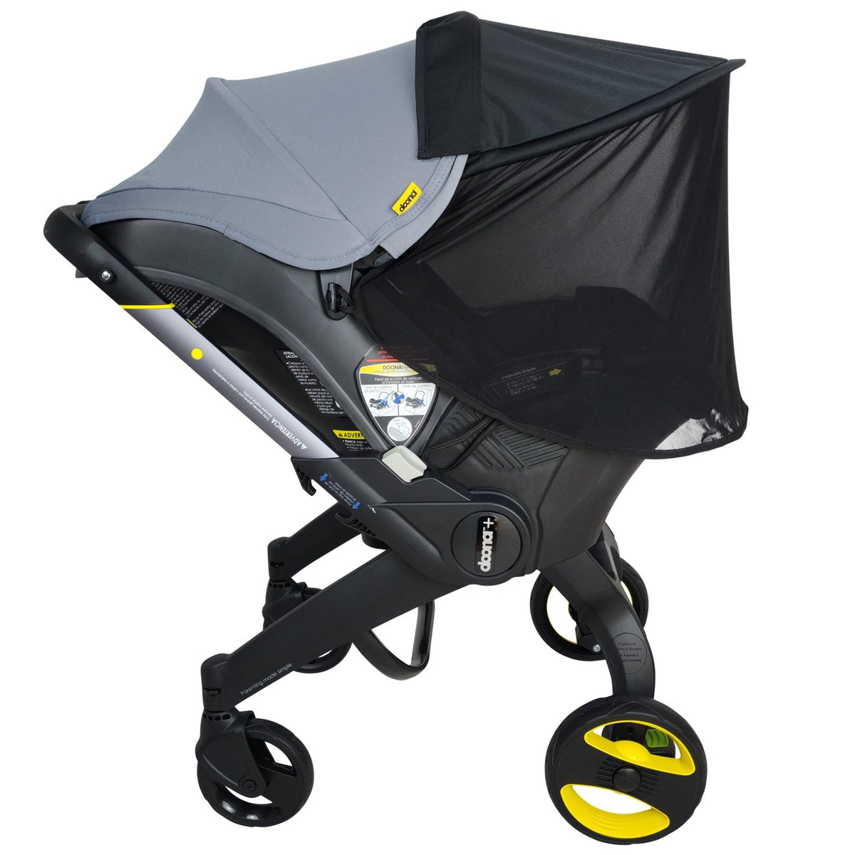 Liuliuby Doona Sunshade Extension overview showing all-around sun protection for stroller and car seat