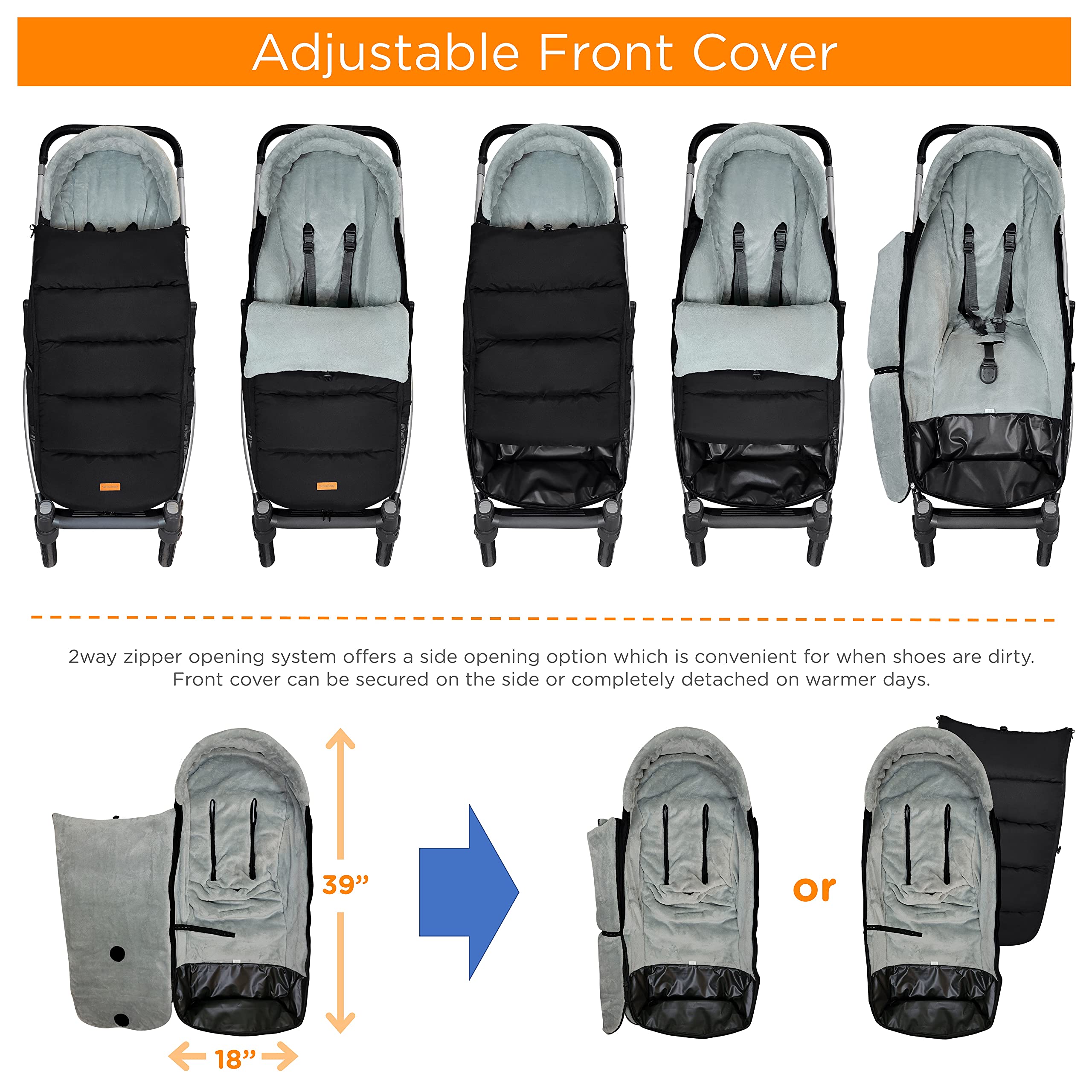 Liuliuby footmuff universal fit with standard harness compatibility
