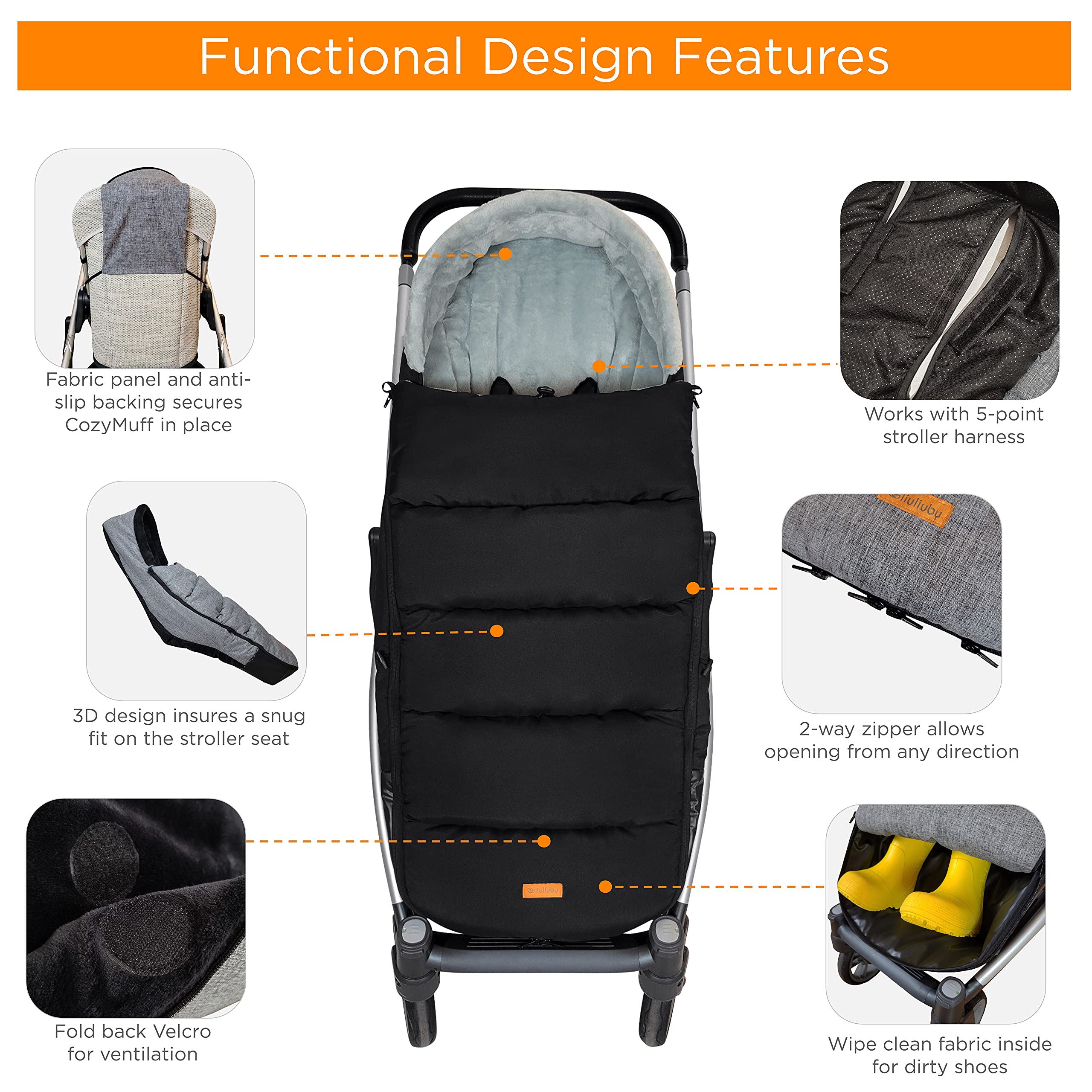 Liuliuby footmuff weatherproof shell resists wind and rain