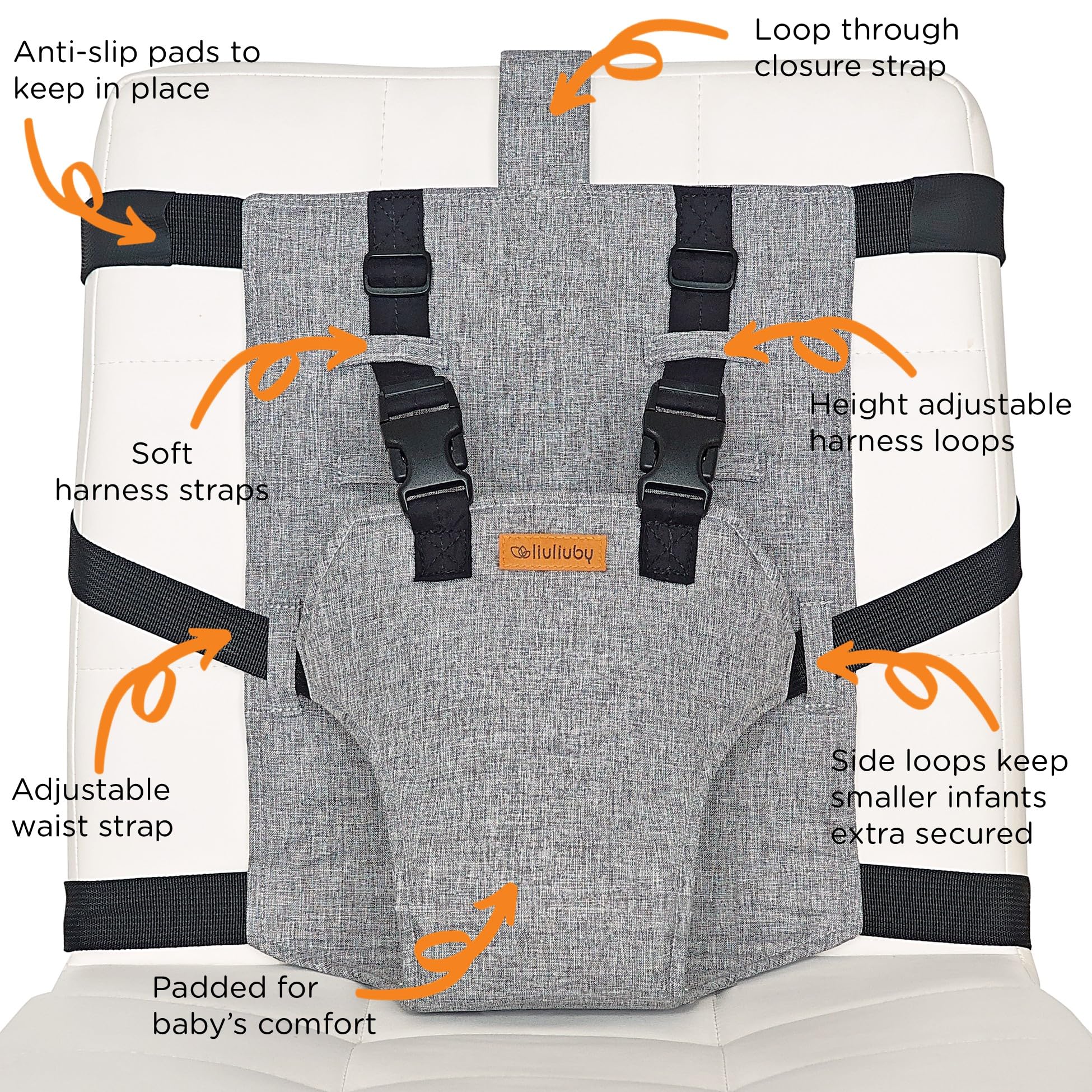 Liuliuby machine washable straps and fabric for easy cleanup.