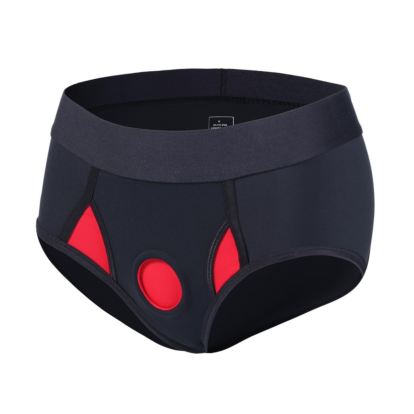 liuun strap-on pants strapless underwear red front view shows secure, comfortable fit