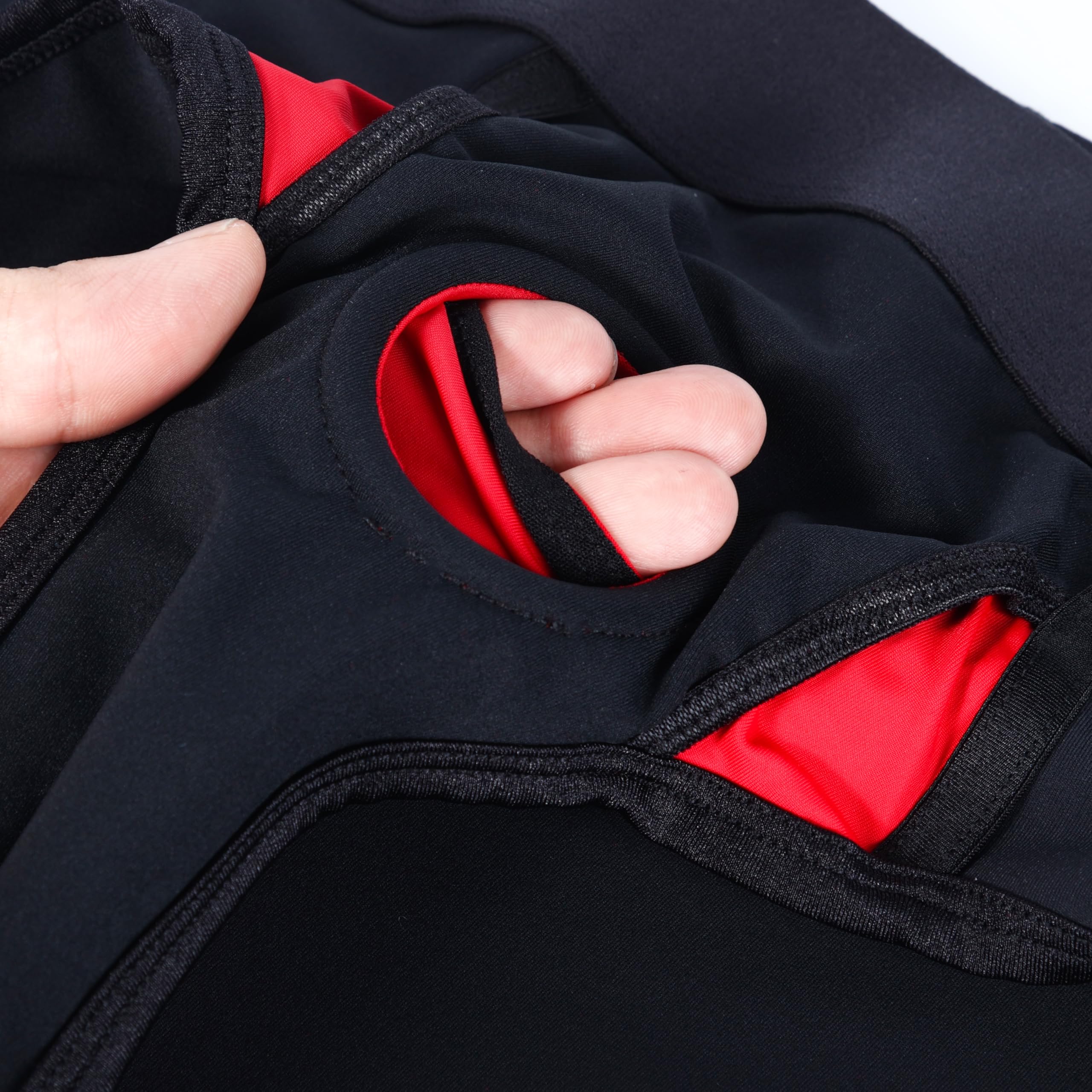 liuun strapless strap underwear red flat lay shows size range guidance.