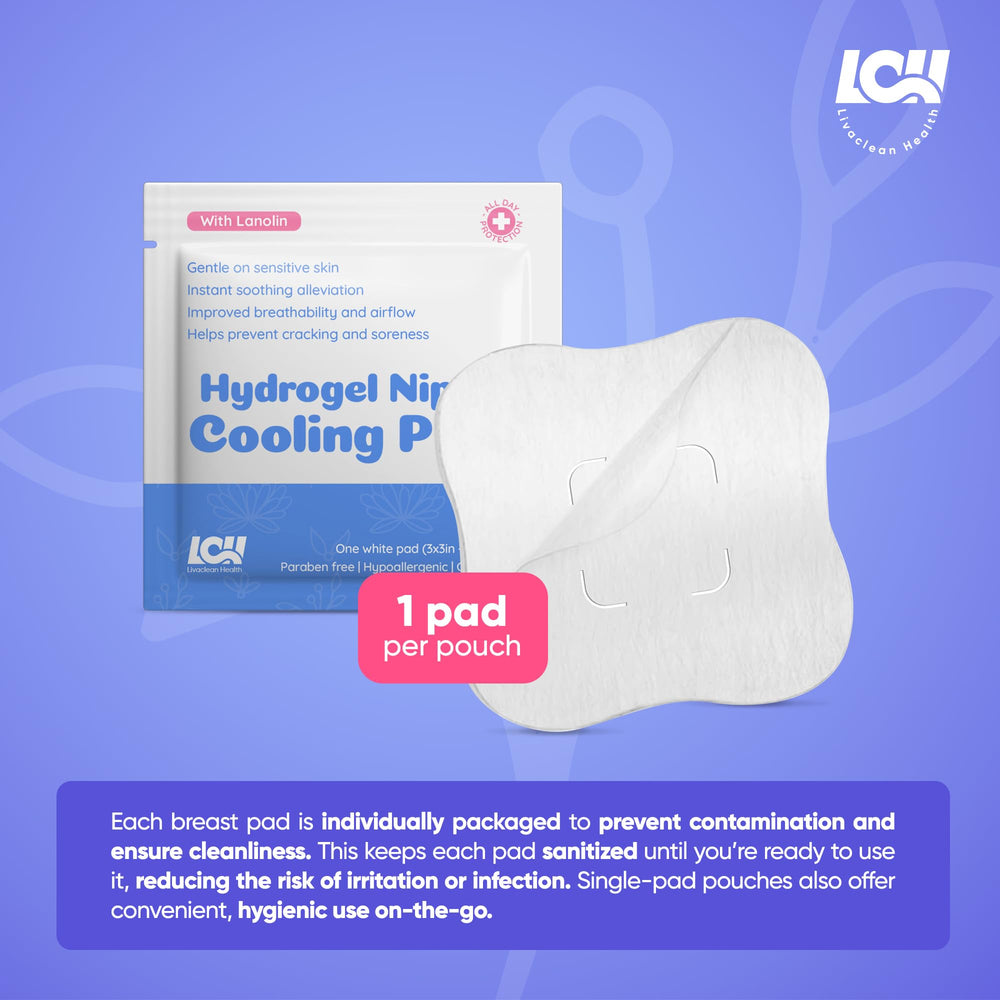 Livaclean Health cooling effect fridge-ready for extra relief during feeding.