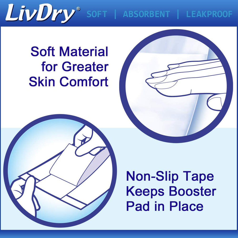 LivDry booster pad pack of 48-count for convenient, extended use.