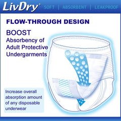 LivDry booster pad features soft cloth-like material for comfortable skin contact.