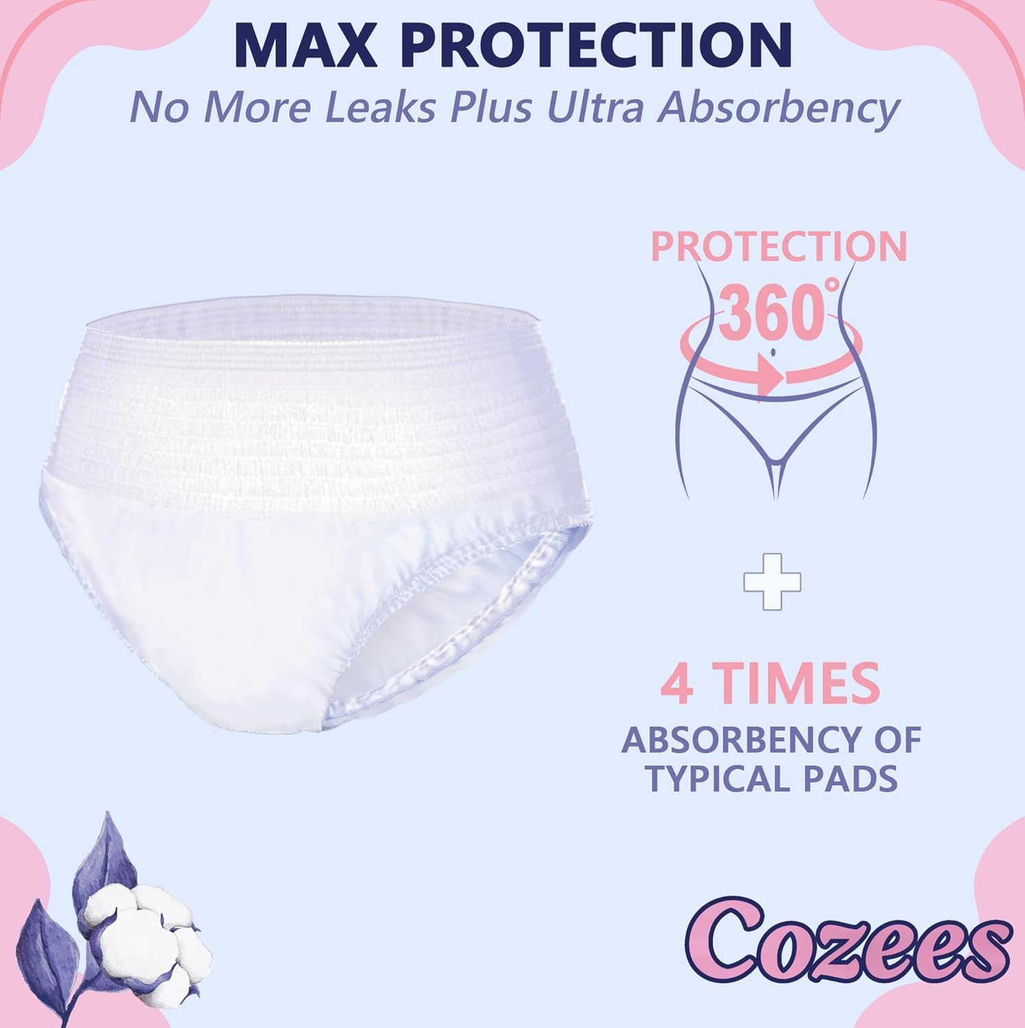 LivDry Cozees absorbent core provides reliable protection.