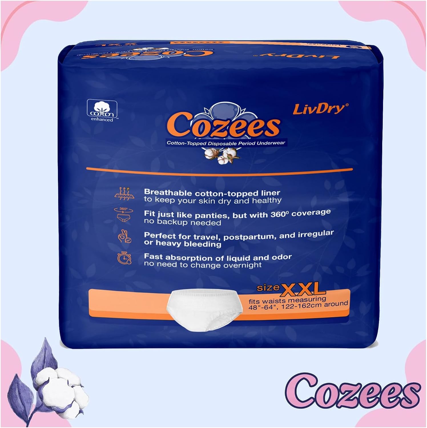 LivDry Cozees waterproof backing guards against leaks.