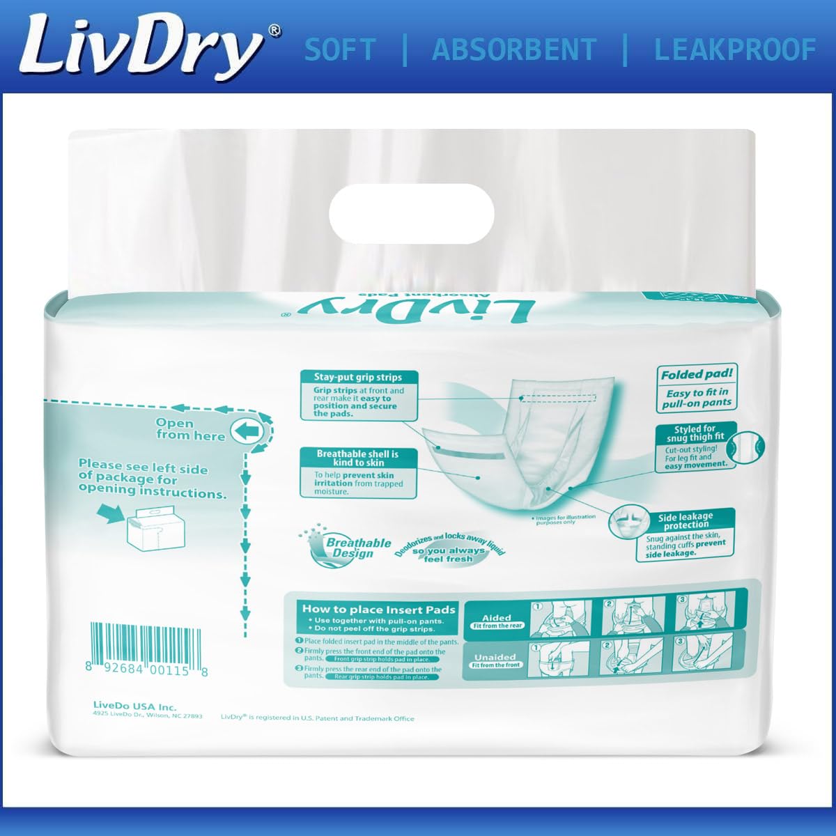 LivDry discreet packaging keeps use private and convenient.