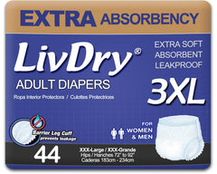 LivDry XXX-Large underwear front view shows soft, breathable fabric and secure fit