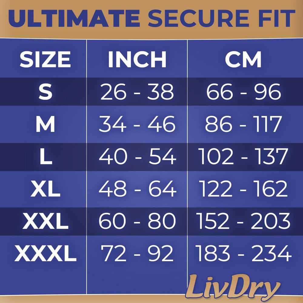 LivDry front contrast stitching helps identify the correct fit.