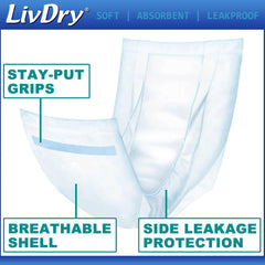 LivDry odor-control pad helps maintain freshness for longer wear.