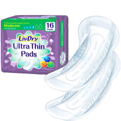 LivDry Ultra-Thin Pad front view shows slim, discreet protection.