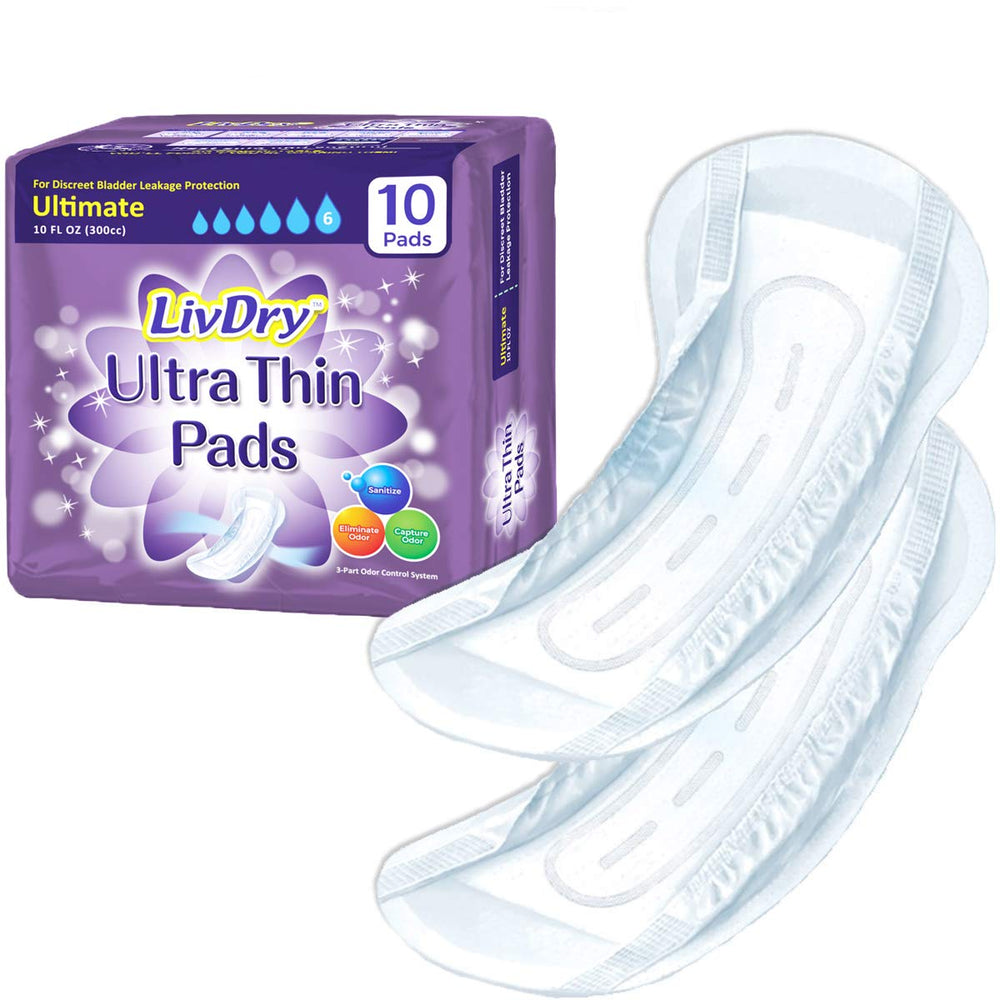 LivDry Ultra Thin Pad close-up shows soft cloth-like material for daily comfort and protection