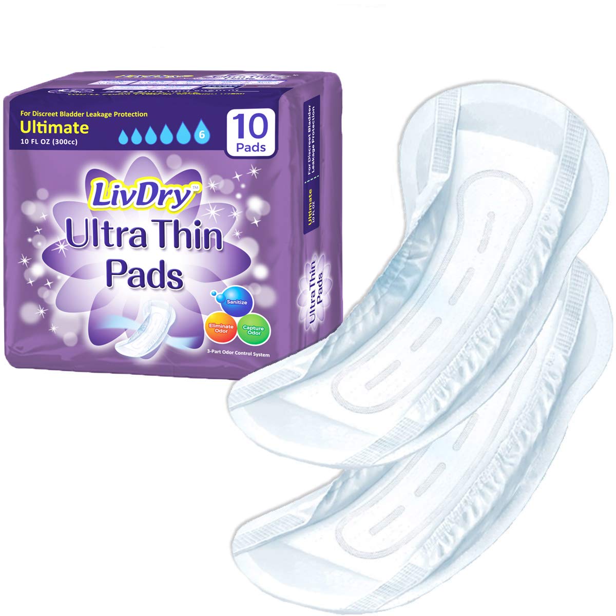 LivDry Ultra Thin Pad close-up shows soft cloth-like material for daily comfort and protection