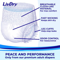 LivDry XXL soft fabric close-up for comfortable all-day wear.