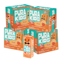 LIVE A LITTLE PURA Peach Kids Box bottle for lunchbox refreshment.