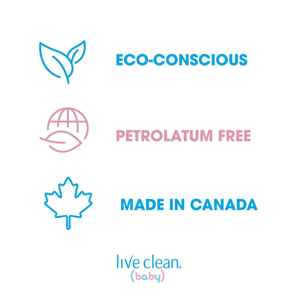 Live Clean Baby Lotion ingredients panel with plant-based moisturizers