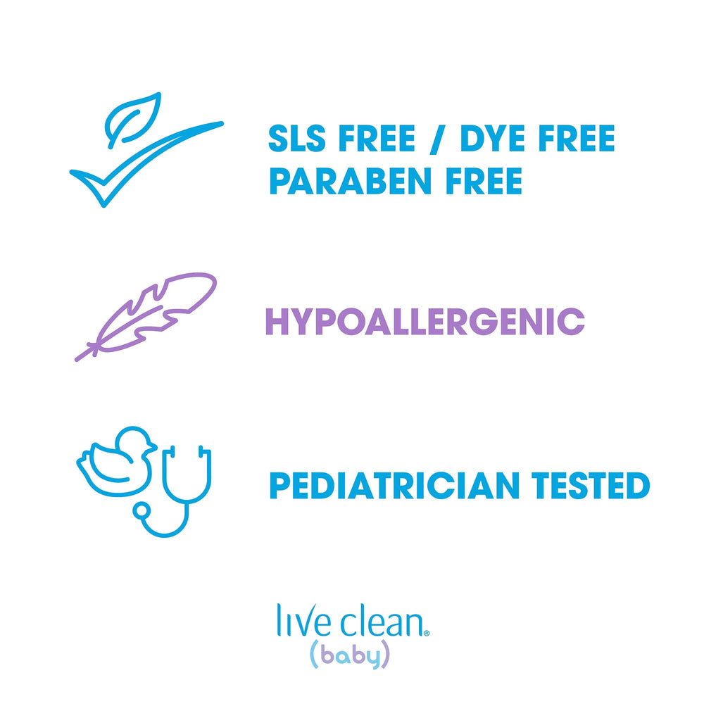 Live Clean Baby Soothing Relief Wash baby bath time use, gentle cleanse during bath.