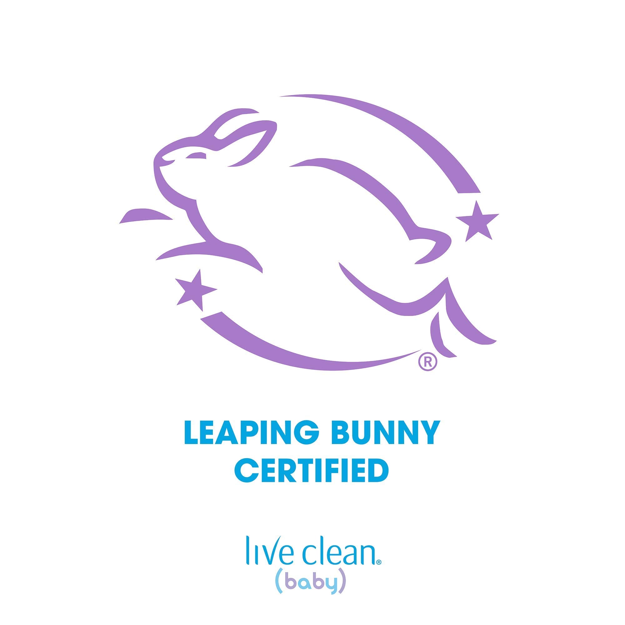 Live Clean Baby Soothing Relief Wash ingredients icons, hypoallergenic, gentle care features.