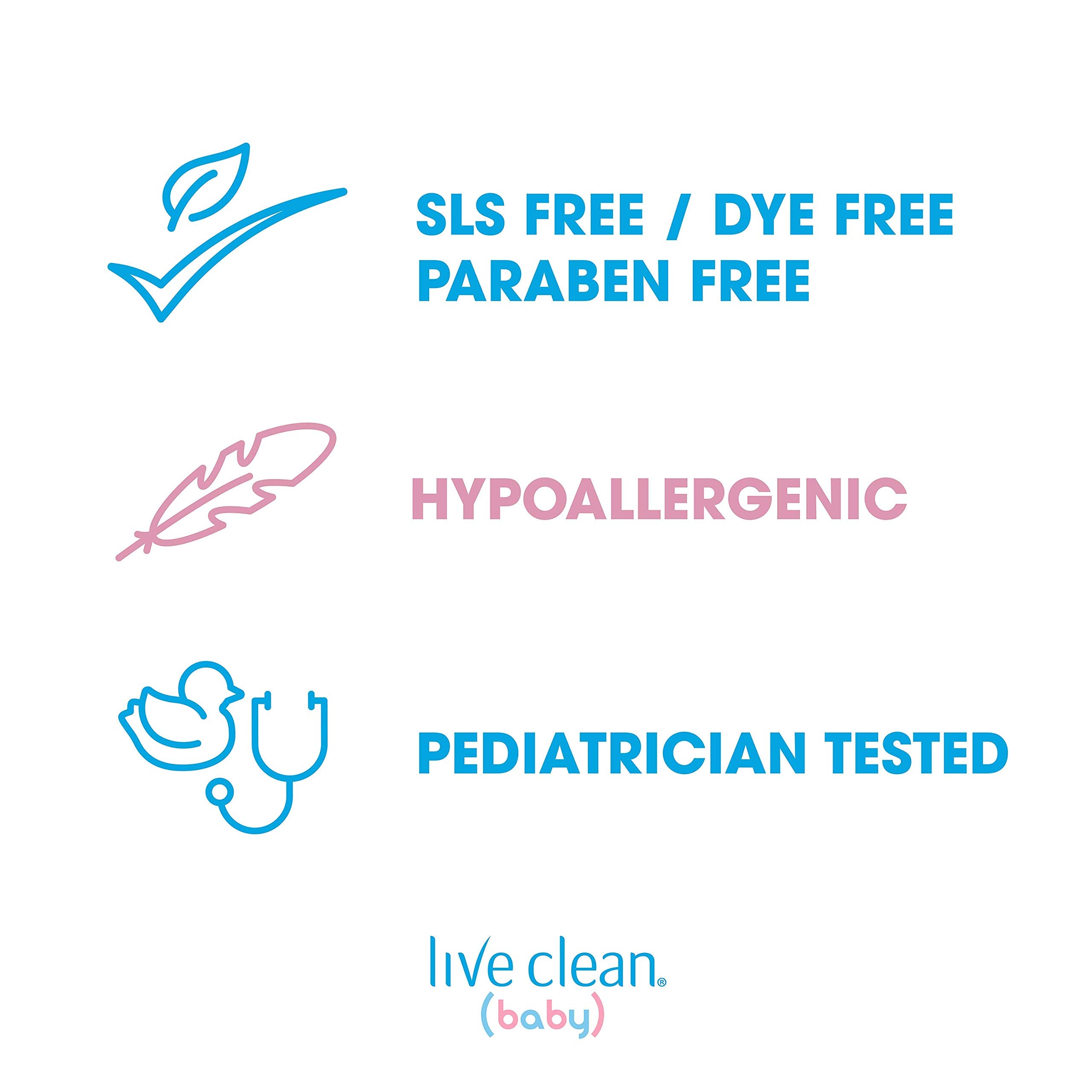 Live Clean Baby Tearless Shampoo bath-time foam close-up with soft lather