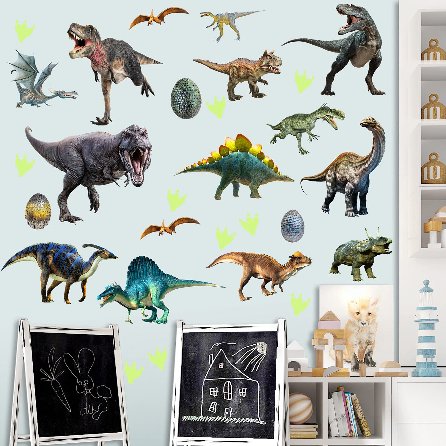 LiveGallery dinosaur eggs wall stickers add playful nursery detail and glow