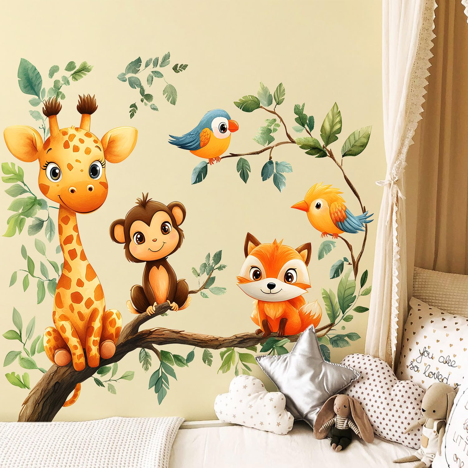 LiveGallery Monkey Birds Branch decal invites imaginative play in kids rooms